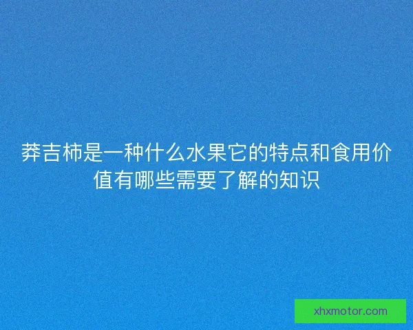 莽吉柿是一种什么水果它的特点和食用价值有哪些需要了解的知识