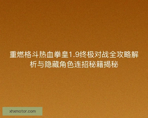 重燃格斗热血拳皇1.9终极对战全攻略解析与隐藏角色连招秘籍揭秘