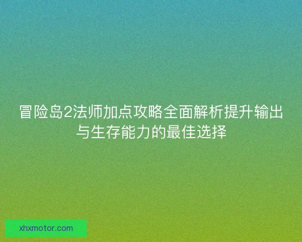 冒险岛2法师加点攻略全面解析提升输出与生存能力的最佳选择