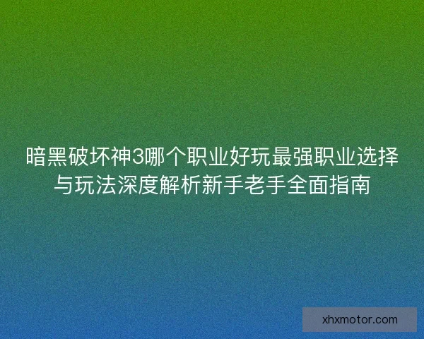 暗黑破坏神3哪个职业好玩最强职业选择与玩法深度解析新手老手全面指南